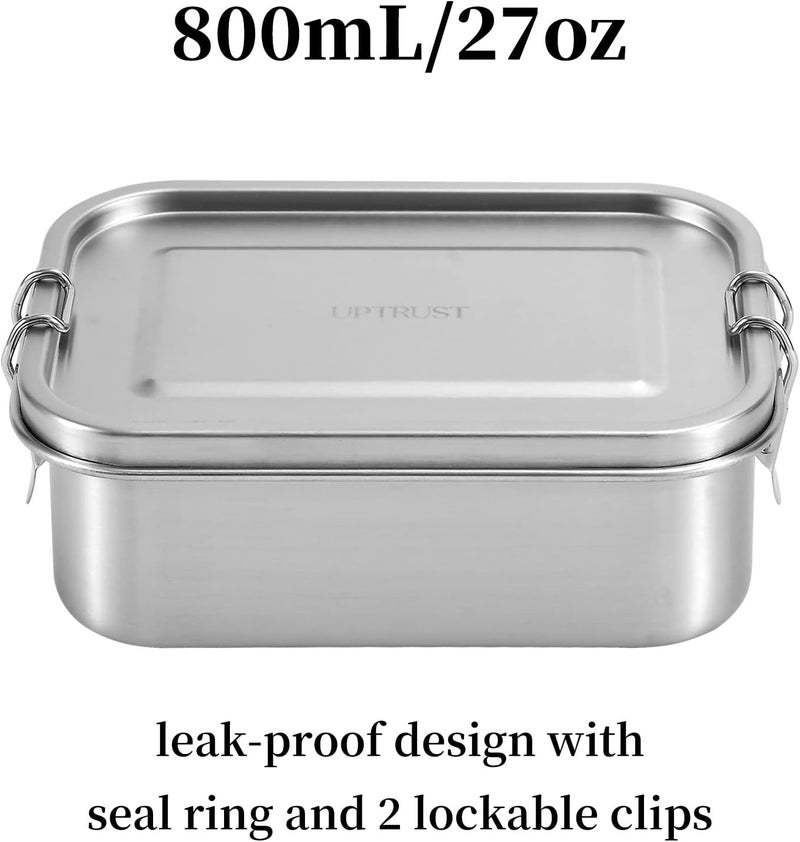 UPTRUST Stainless Steel Lunch Box, 800ML/27oz, Metal Bento Boxes with Lockable Clips t, Adjustable Divider included, Metal Lunch box for Travel & Work - Image 5